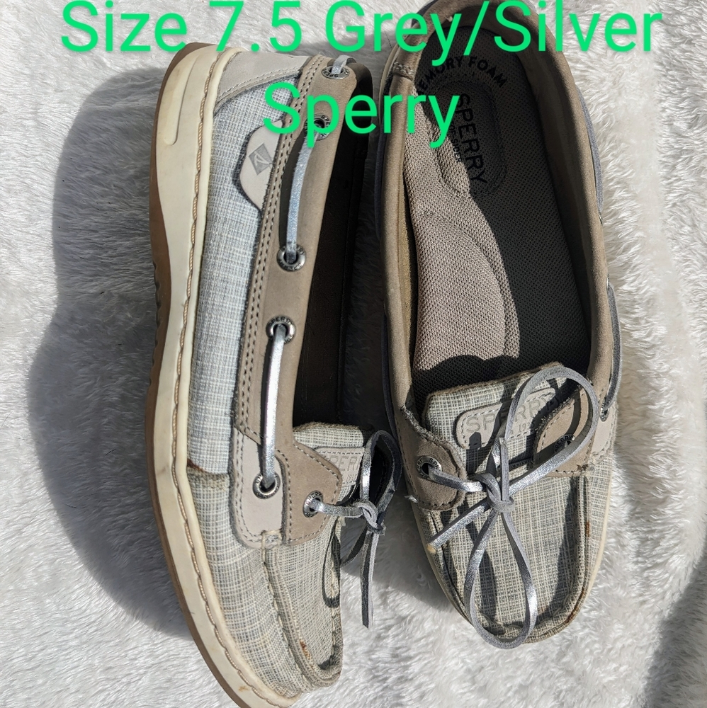 Sperry Grey/Silver Boat Shoes
